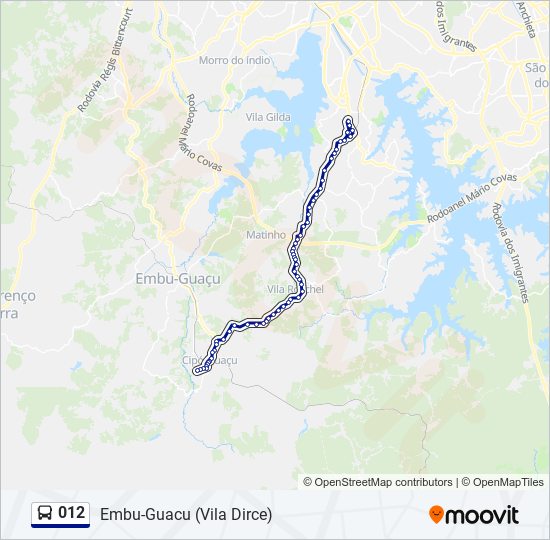 Mapa da linha 012 de ônibus