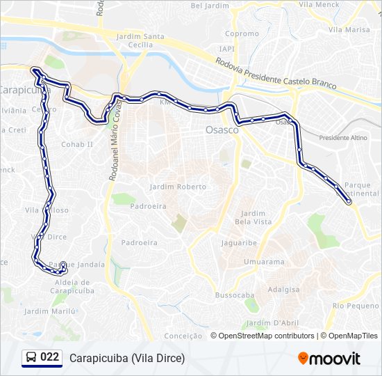 Mapa de 022 de autobús