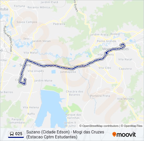 Mapa da linha 025 de ônibus