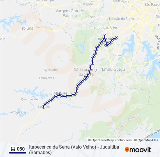 Mapa da linha 030 de ônibus