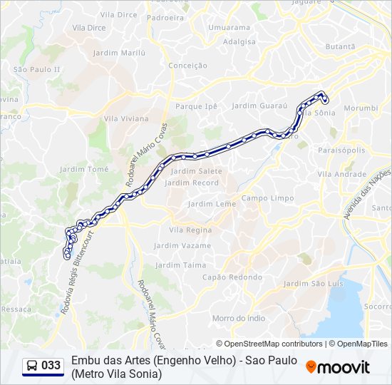 033 bus Line Map