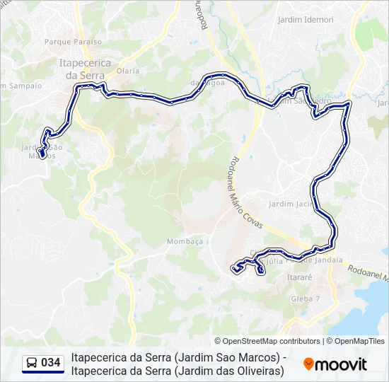 034 Bus Line Map