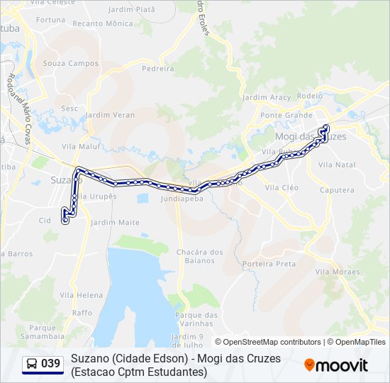 Mapa da linha 039 de ônibus