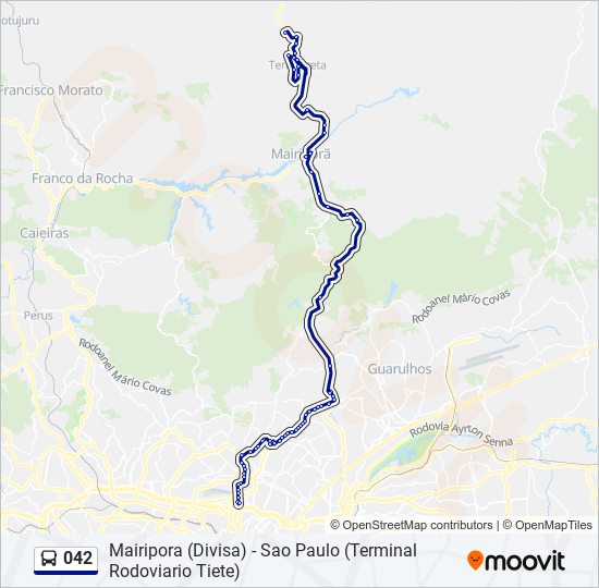 Mapa da linha 042 de ônibus