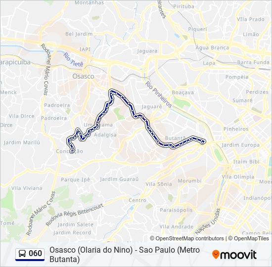 Mapa da linha 060 de ônibus