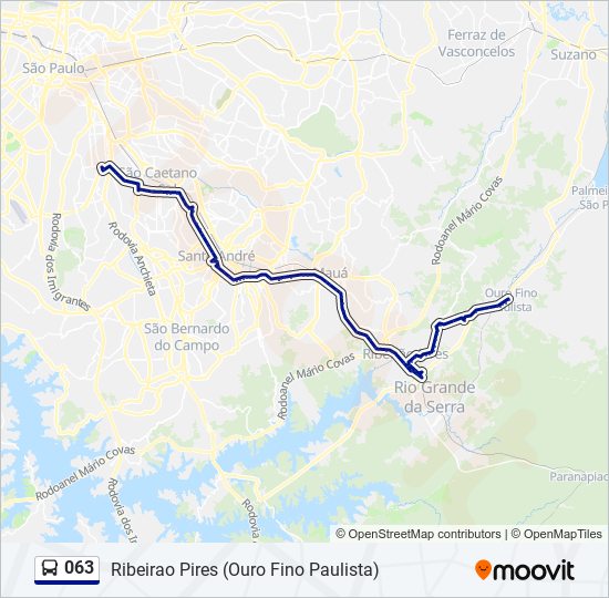 Mapa da linha 063 de ônibus