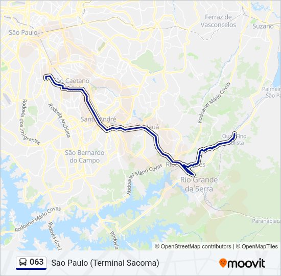Mapa da linha 063 de ônibus