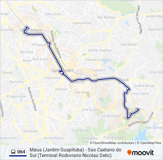 Mapa da linha 064 de ônibus