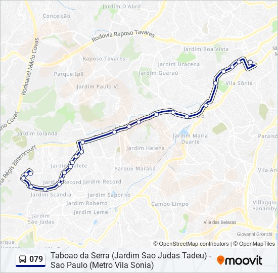 Mapa da linha 079 de ônibus