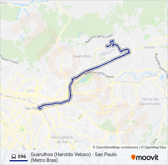 Mapa da linha 096 de ônibus