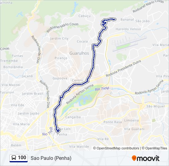 100 bus Line Map