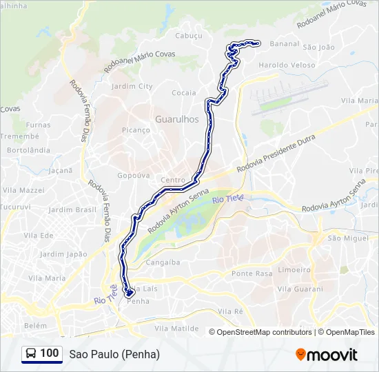 100 Bus Line Map