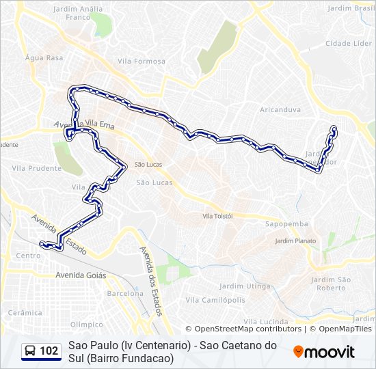 Mapa de 102 de autobús