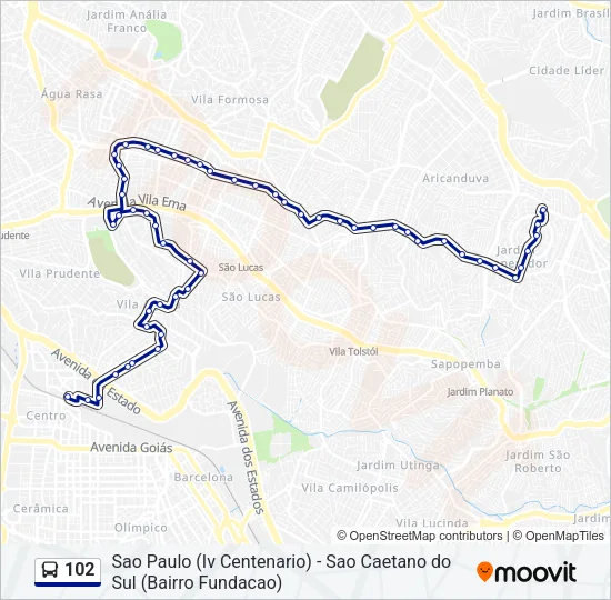 102 Bus Line Map