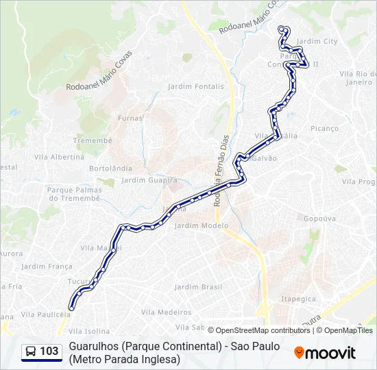 103 Bus Line Map