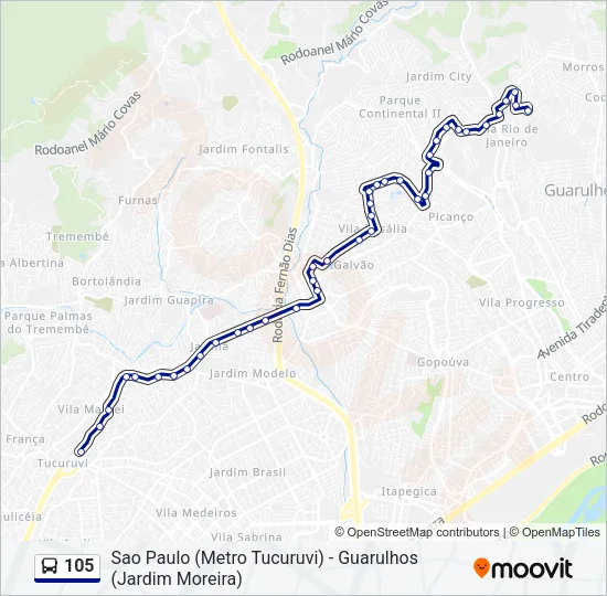 105 Bus Line Map