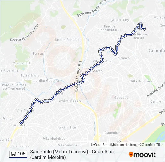 105 Bus Line Map