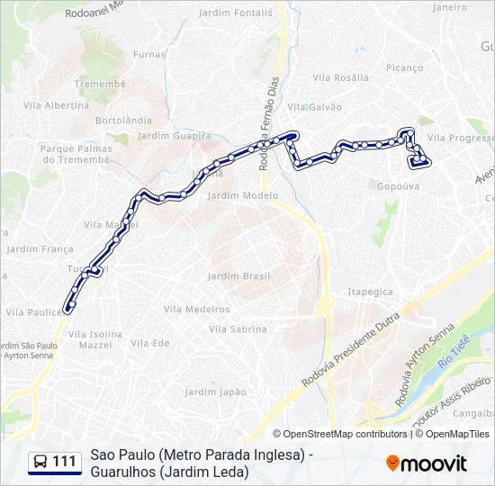 111 Bus Line Map