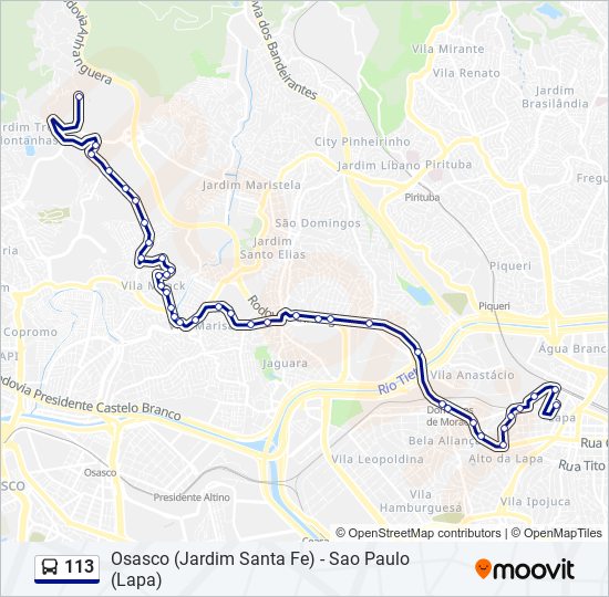 Mapa de 113 de autobús