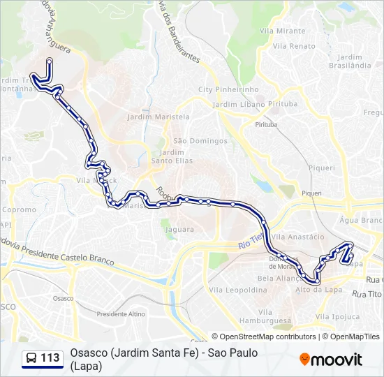 113 Bus Line Map