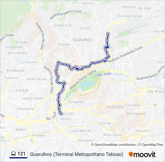 121 Bus Line Map