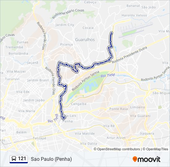 121 bus Line Map