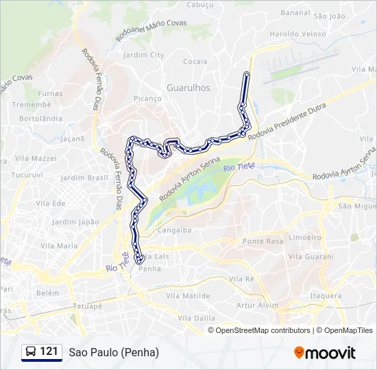 121 Bus Line Map