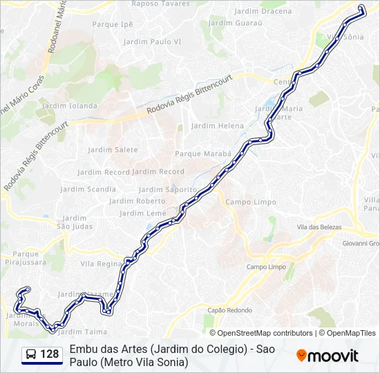 128 Bus Line Map