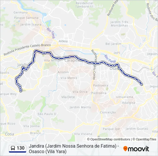 130 Bus Line Map