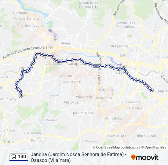 130 Bus Line Map