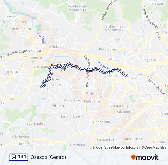 134 Bus Line Map