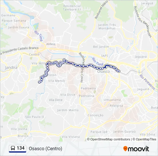 134 Bus Line Map
