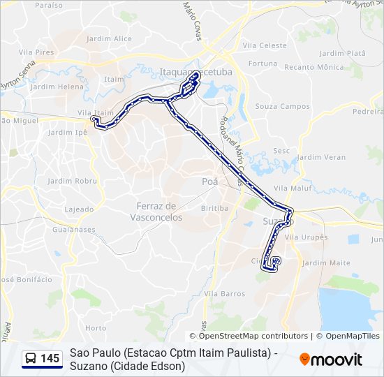 Mapa de 145 de autobús