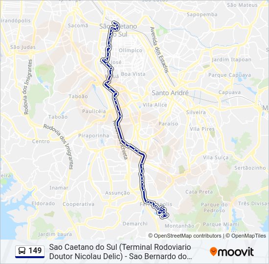 Mapa de 149 de autobús