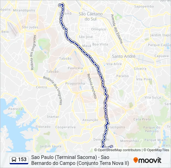 153 Bus Line Map