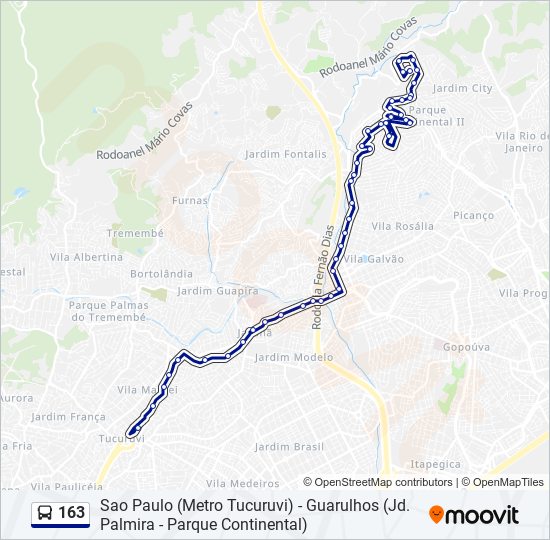 Mapa de 163 de autobús