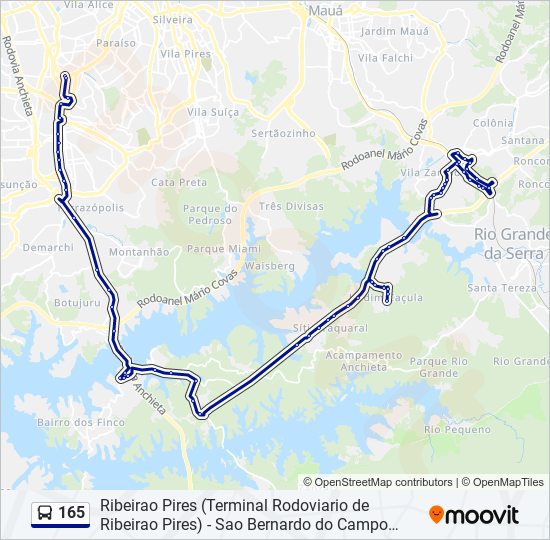 165 bus Line Map