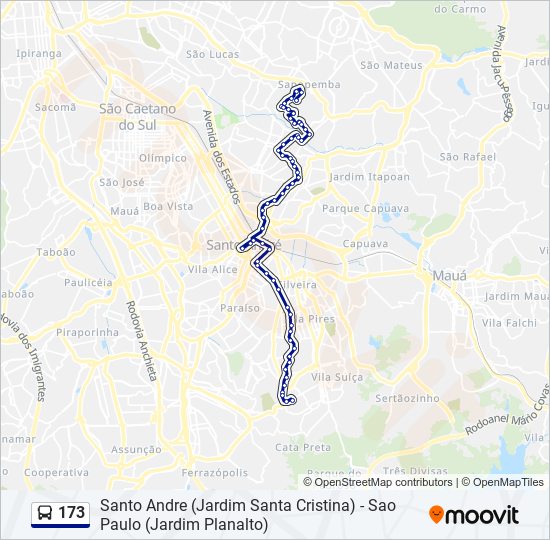 Mapa da linha 173 de ônibus