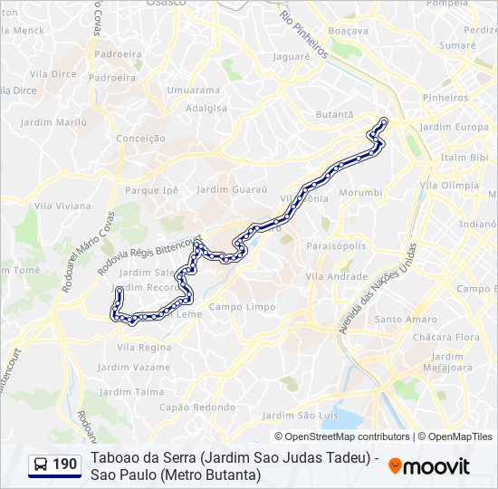 190 bus Line Map