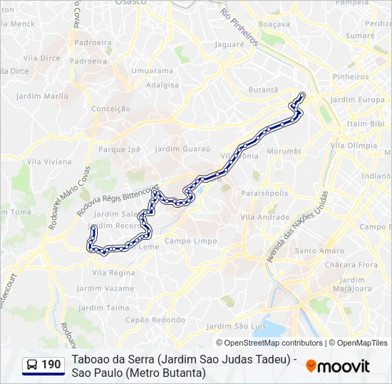 190 Bus Line Map