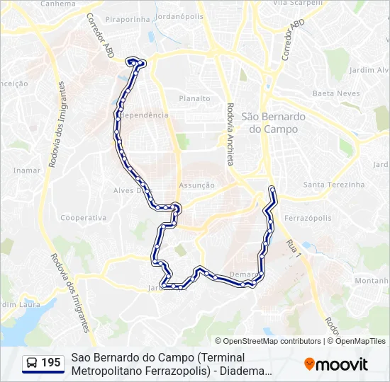 195 Bus Line Map