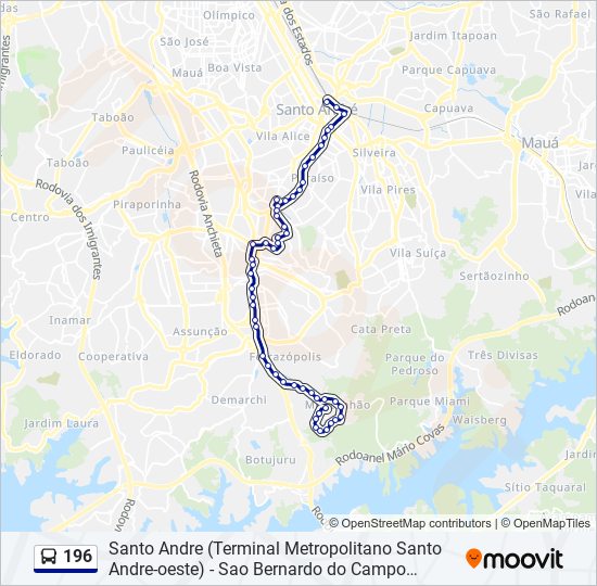 Mapa de 196 de autobús