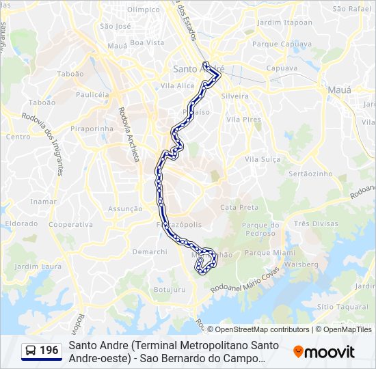 196 bus Line Map