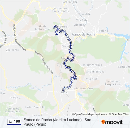 Mapa da linha 199 de ônibus