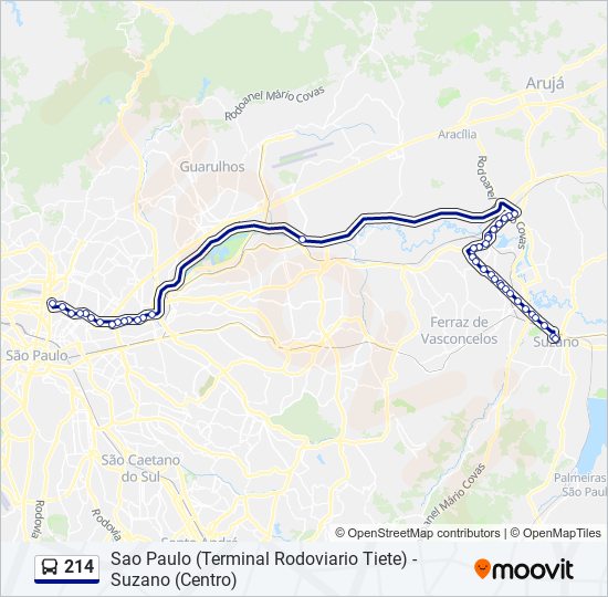 Mapa da linha 214 de ônibus