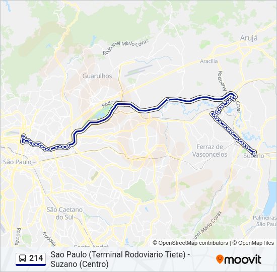 Mapa da linha 214 de ônibus