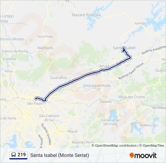 219 Bus Line Map