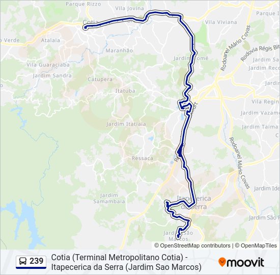 Mapa da linha 239 de ônibus