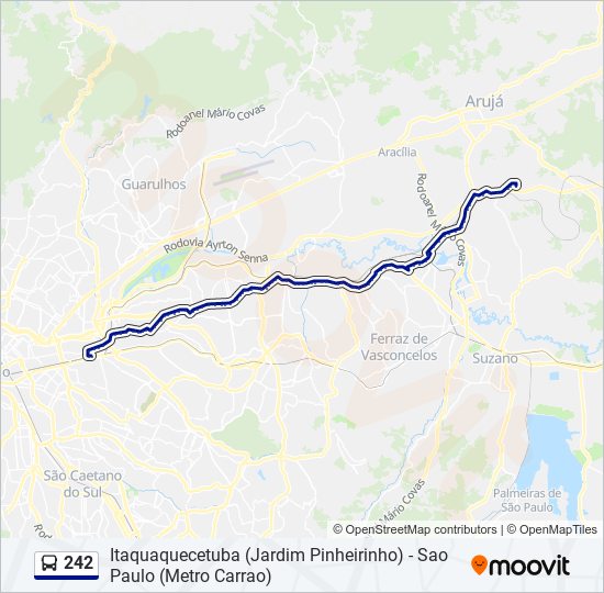 Mapa da linha 242 de ônibus