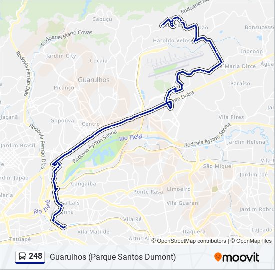 Mapa da linha 248 de ônibus